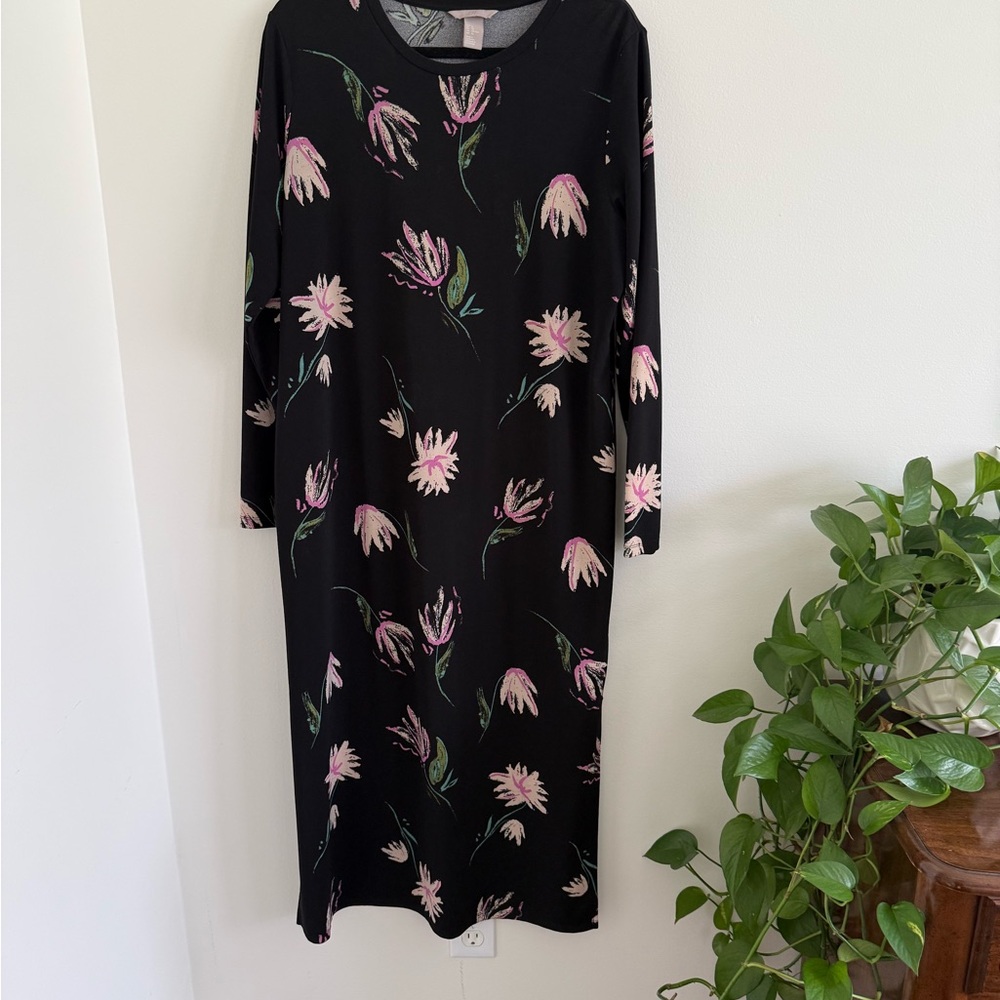 H&M long sleeve midi dress w/ side slits